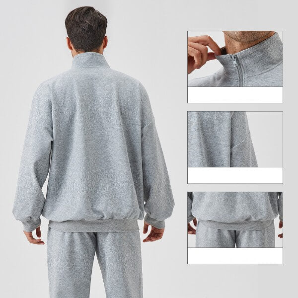 wholesale_quarter_zip_sweatshirts_sweatpants_grey_for_men
