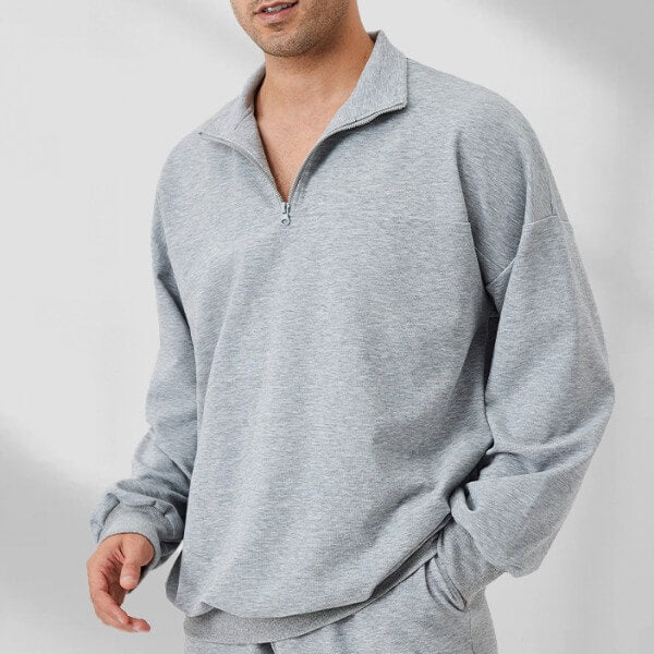 wholesale_quarter_zip_sweatshirts_sweatpants_grey_for_men