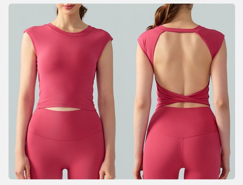 wholesale_women_Round_Neck_Backless_Twisted_Yoga_Tank_Top_vendor
