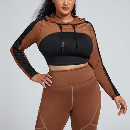Hooded Lightweight Colorblock Wholesale Plus Size Workout Tops For Women