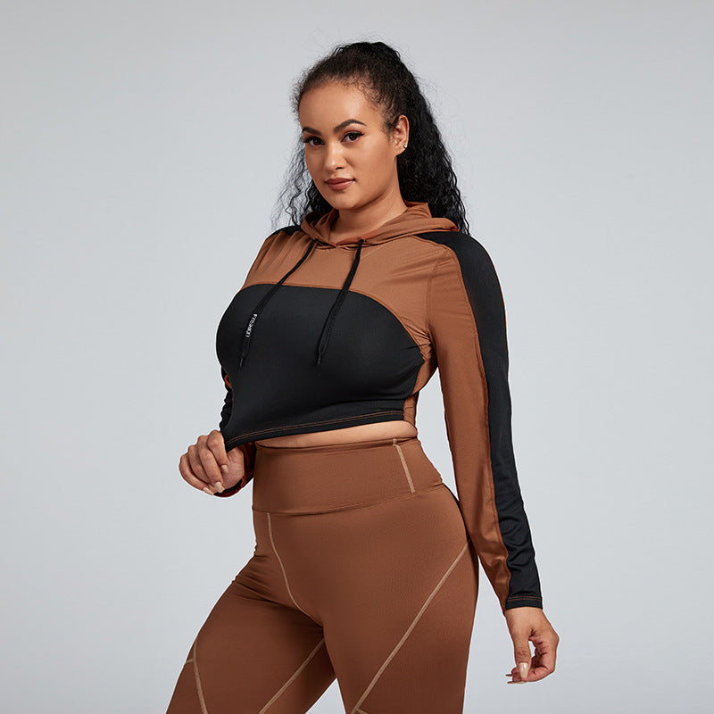Hooded Lightweight Colorblock Wholesale Plus Size Workout Tops For Women