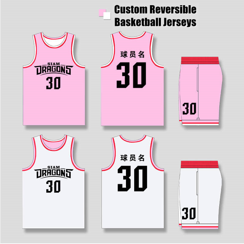 Girls' Pink Reversible Basketball Uniform