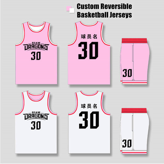 Girls' Pink Reversible Basketball Uniform
