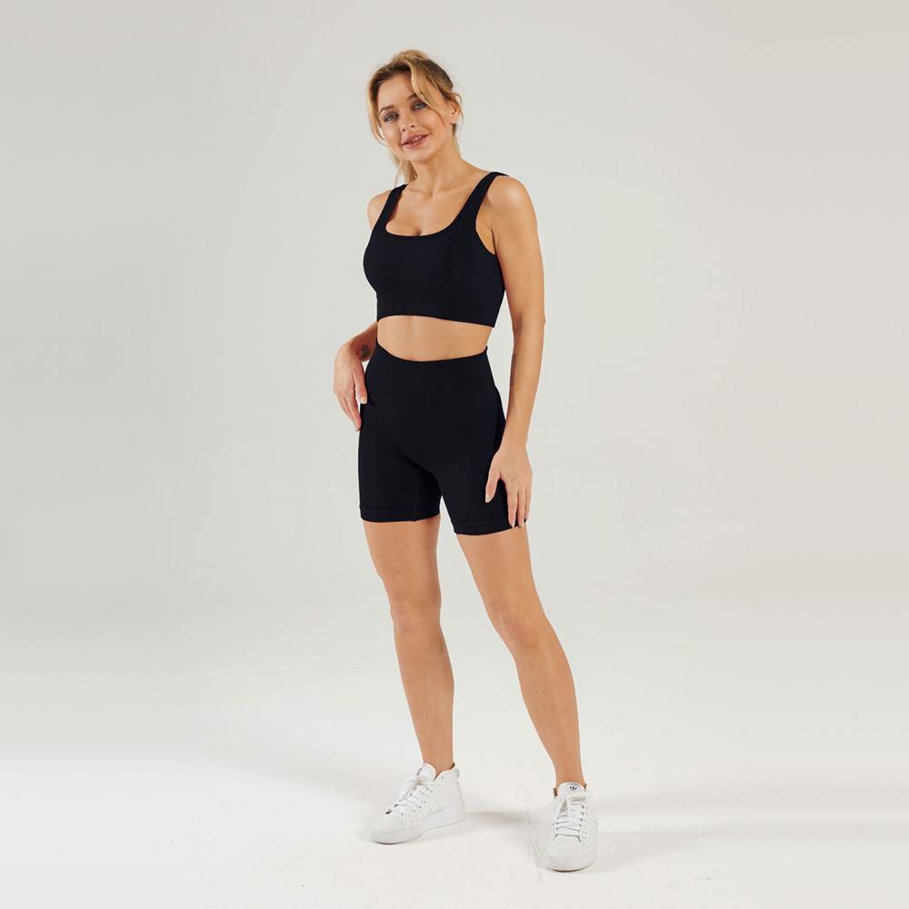 Ribbed Style Seamless Fitness Shorts Set sportfit workout activewear yoga wear wholesale manufacturer